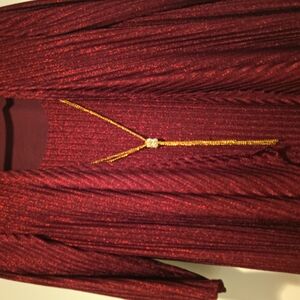 Red Shimmer Dress with Gold Accent